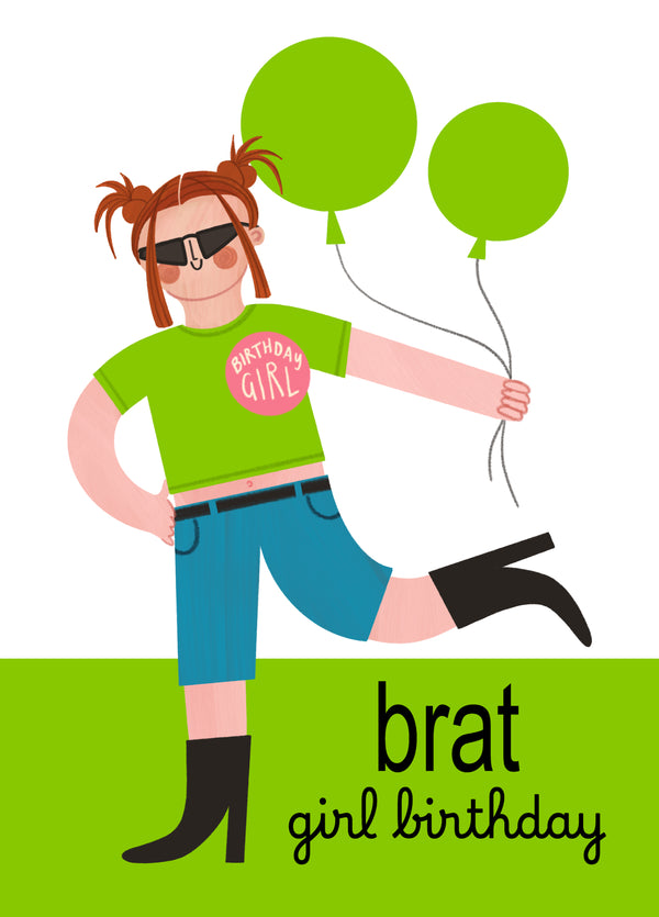 Brat Girl Charli xcx Birthday Card