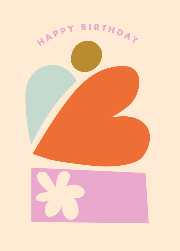 Heartfelt Vibes, Abstract Heart Birthday Card
