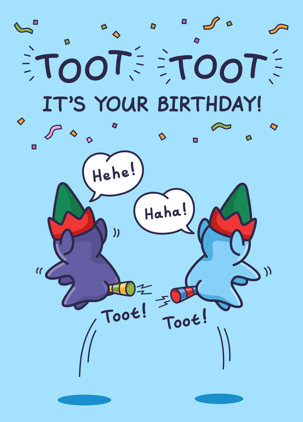 Toot Toot - Funny Birthday Card For Boys - Cheeky Party