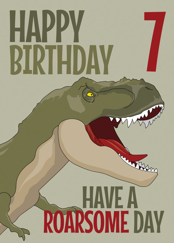 Have A Roarsome 7th Birthday Card
