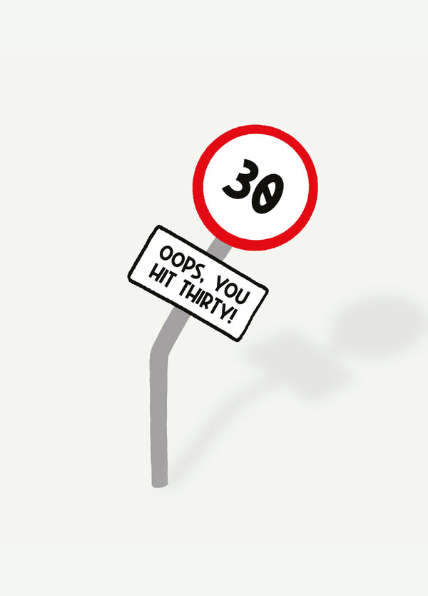 30th Road Sign Birthday Card