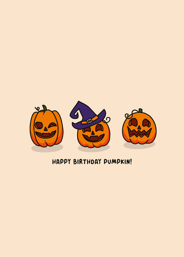 Happy Birthday Pumpkin - October Birthday Halloween Autumn Card