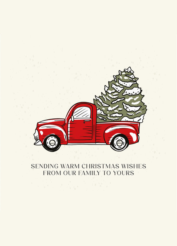 Sending Warm Christmas Wishes From Our Family To Yours - Cute Family Car Christmas Card