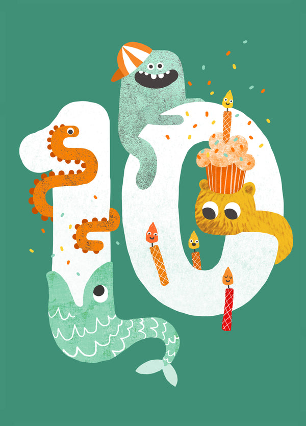 Crazy Critters Age 10 Card