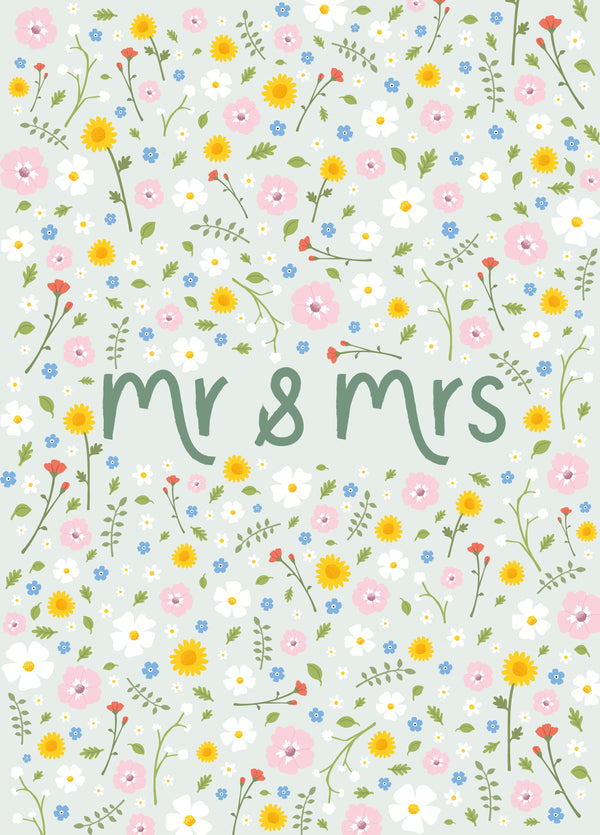 Floral Wedding Card Mr & Mrs