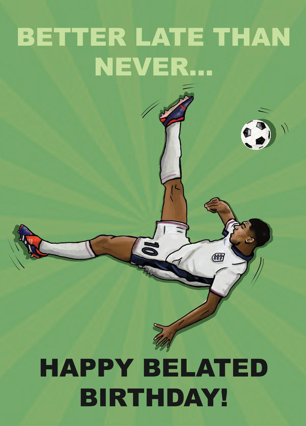 Better Late Than Never! Jude Bellingham Football Player Greeting Card.