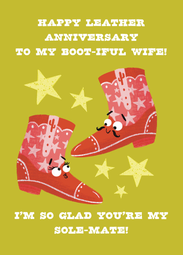 3rd Anniversary Boot-iful Wife Card