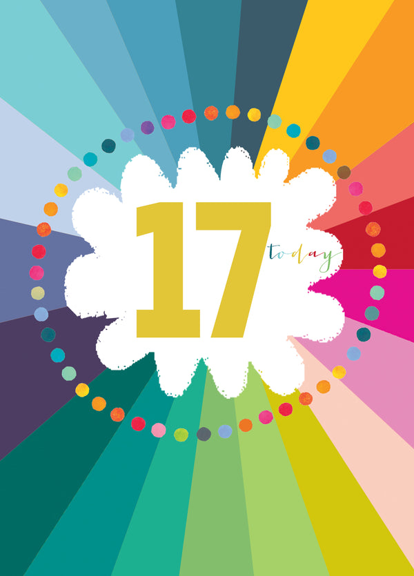 Colourful Cloud 17th Birthday Card