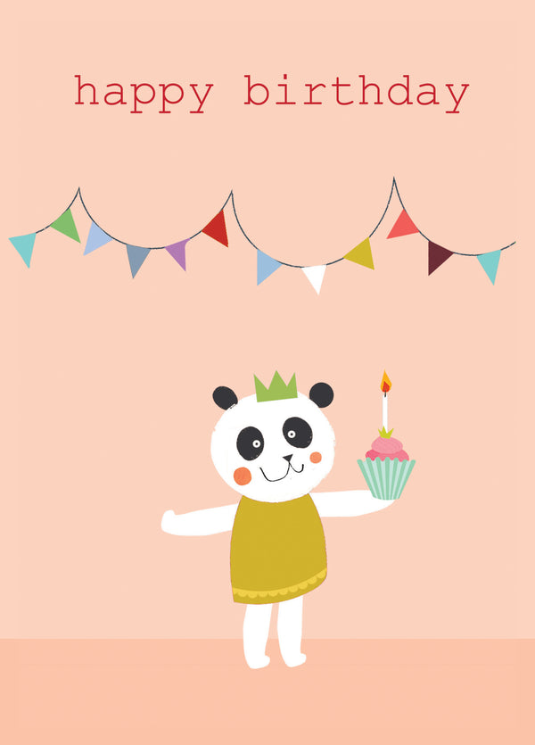 Pretty Pink Party Panda Birthday Card