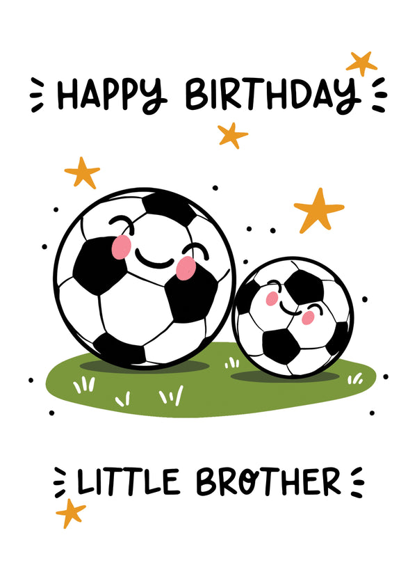 Little Brother Birthday Footballs Card