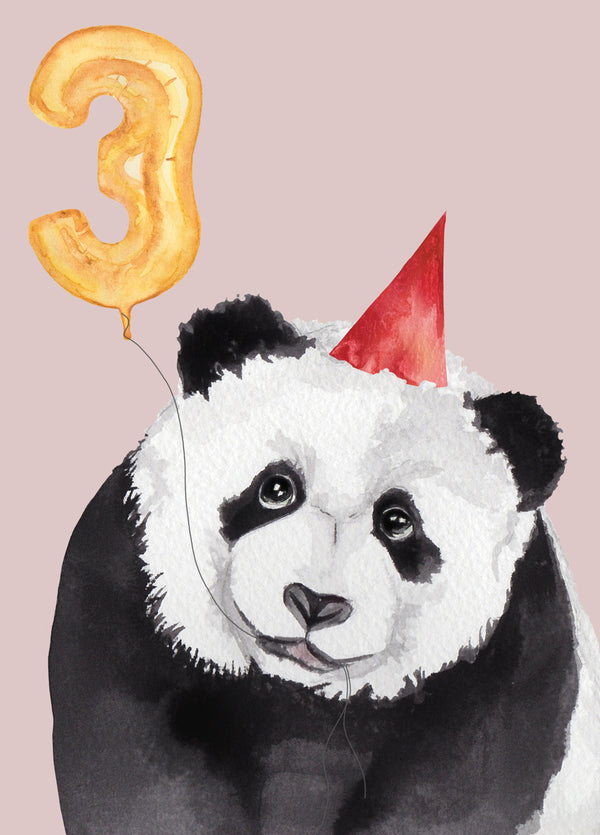 Panda 3rd Birthday Card