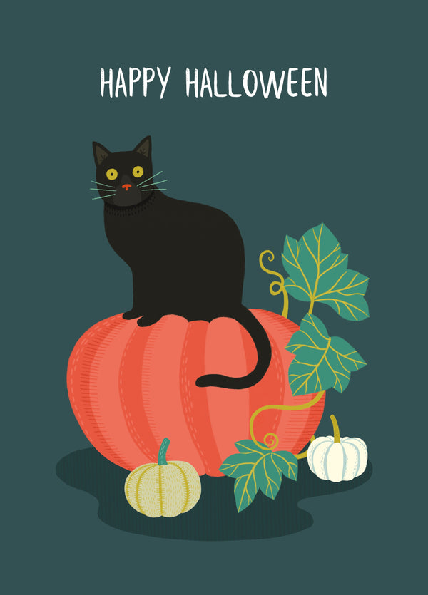 Pumpkin Cat Halloween Card