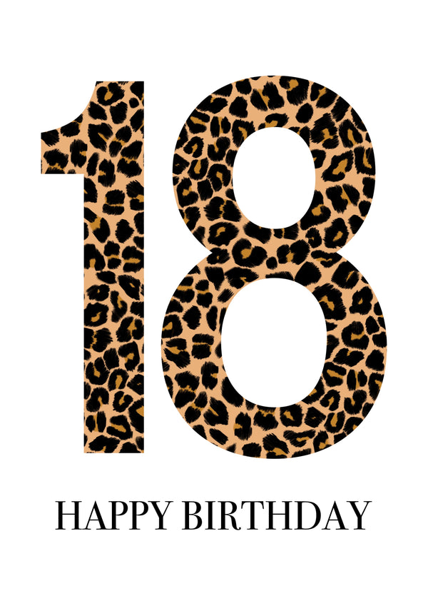 18th Leopard Print Bday Card