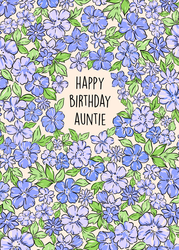 Gorgeous Floral Printed Birthday Card For You Auntie