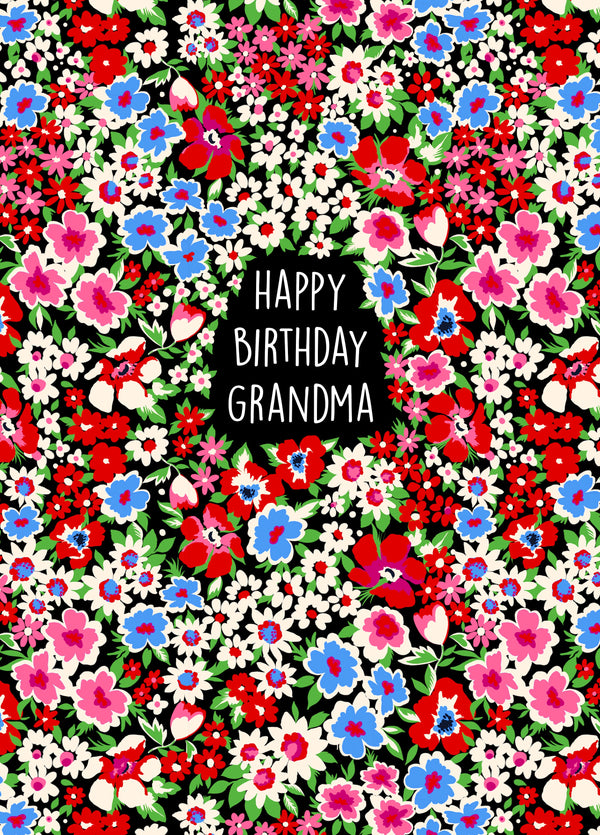 Cute Floral Birthday Card For Grandma