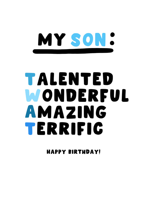 My Son Talented Wonderful Amazing Terrific Birthday Card