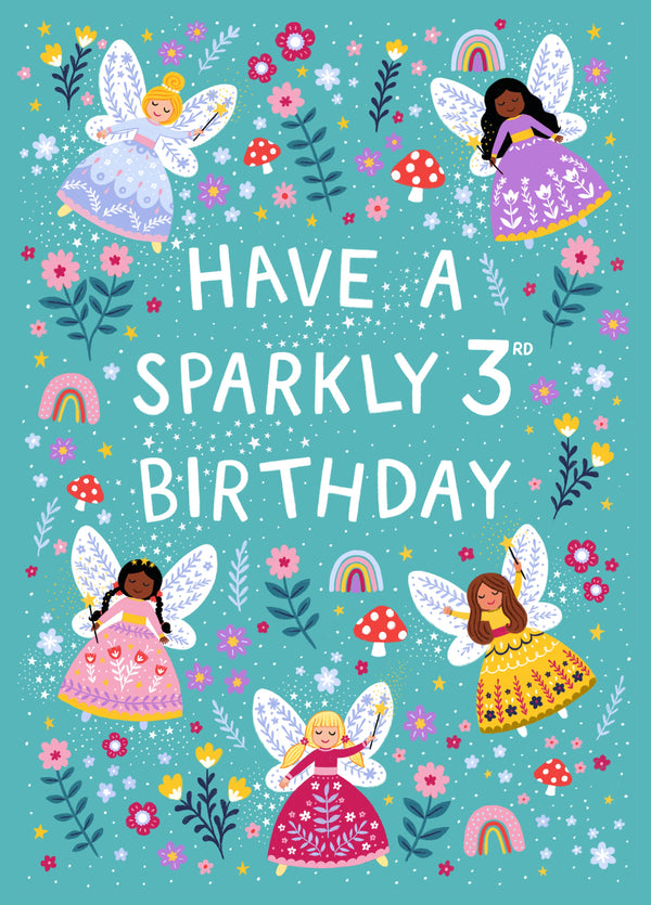Cute Birthday Card - 3rd Birthday - Fairies