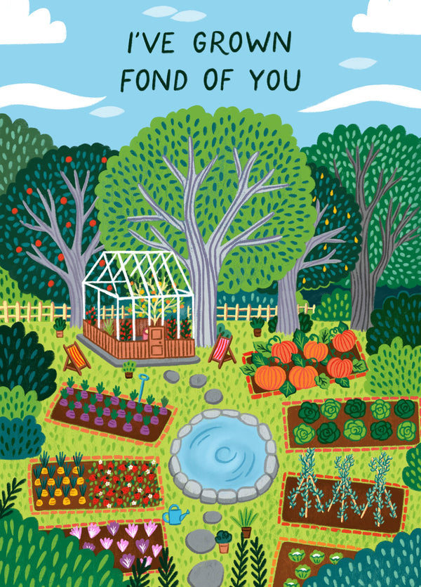Sweet Valentine's Day Card - Allotment Garden - Greenhouse - For Him Or Her