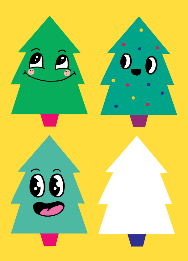 Smiley Xmas Trees Photo Upload Card