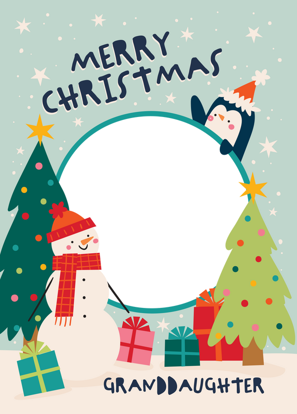 Granddaughter Christmas Scene Photo Upload Card