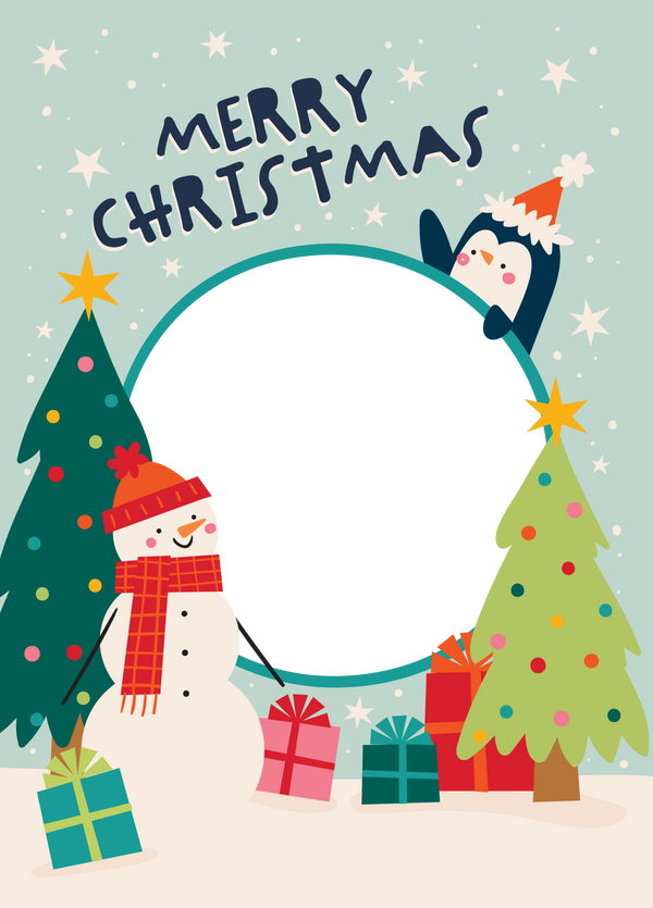 Cute Christmas Scene Photo Upload Card