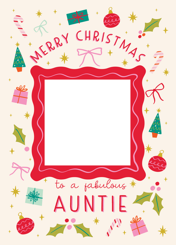 Fabulous Auntie Xmas Icons Photo Upload Card