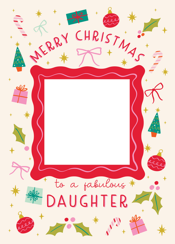 Fabulous Daughter Xmas Icons Photo Upload Card