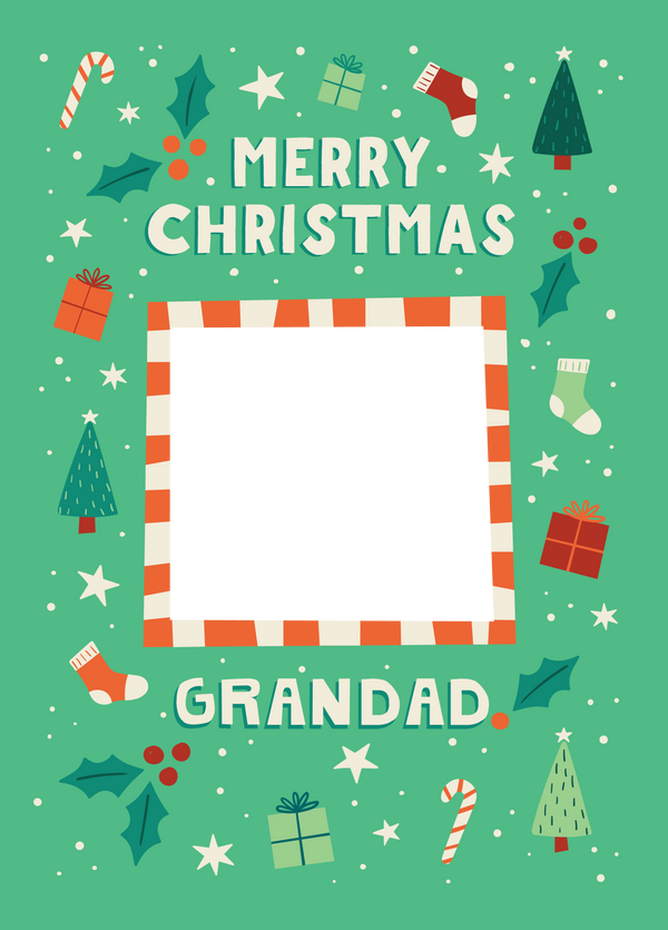 Grandad Xmas Icons Photo Upload Card