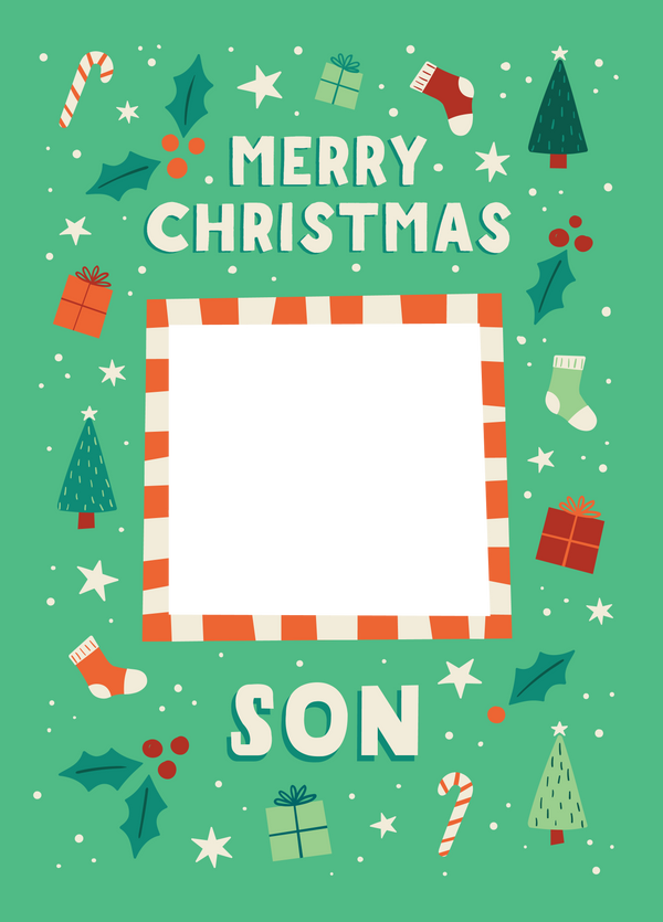 Son Xmas Icons Photo Upload Card