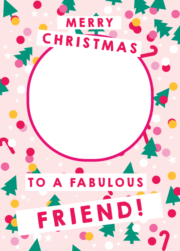 Friend Christmas Confetti Photo Upload Card