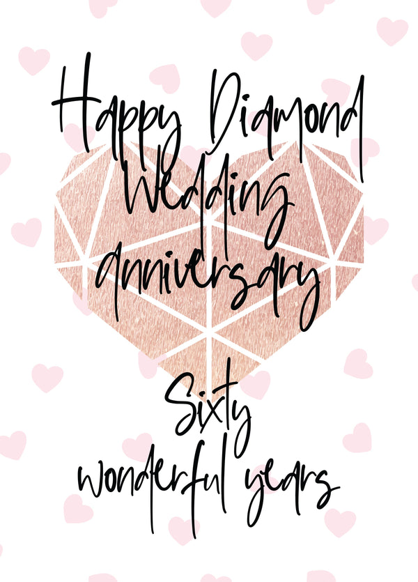 Diamond (60th) Anniversary Card - Sixty Wonderful Years Card