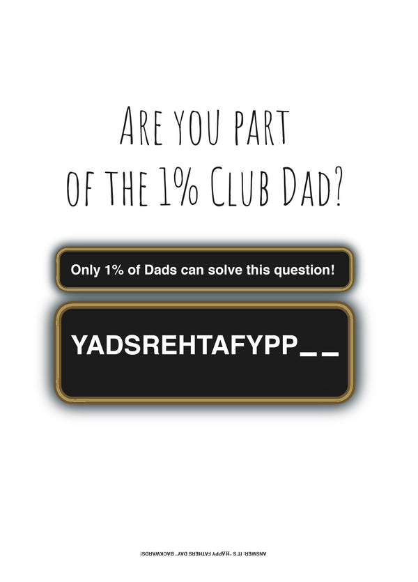 1% Club Themed Father's Day Card