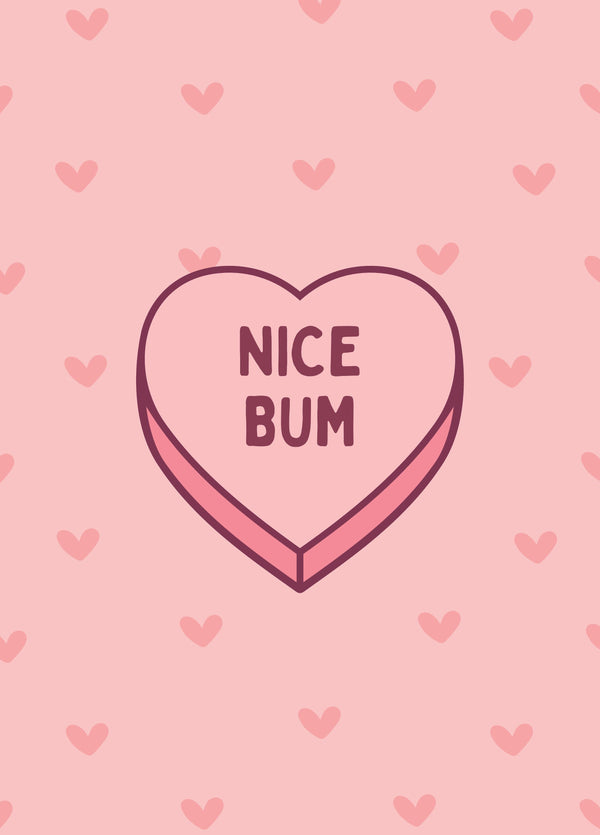 Nice Bum Candy Love Heart Card