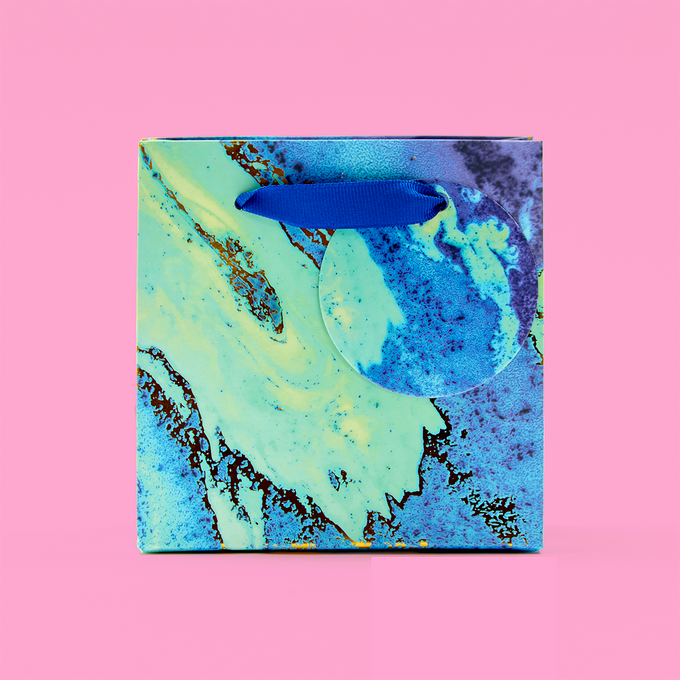 Blue Marble Foil Small Gift Bag