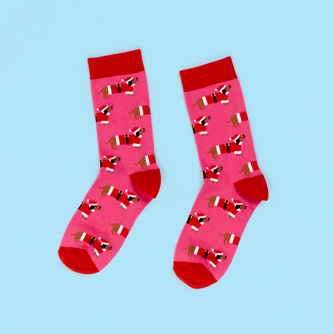 Festive Sausage Dog Socks