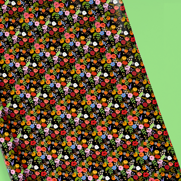 Black Floral Roll Wrap