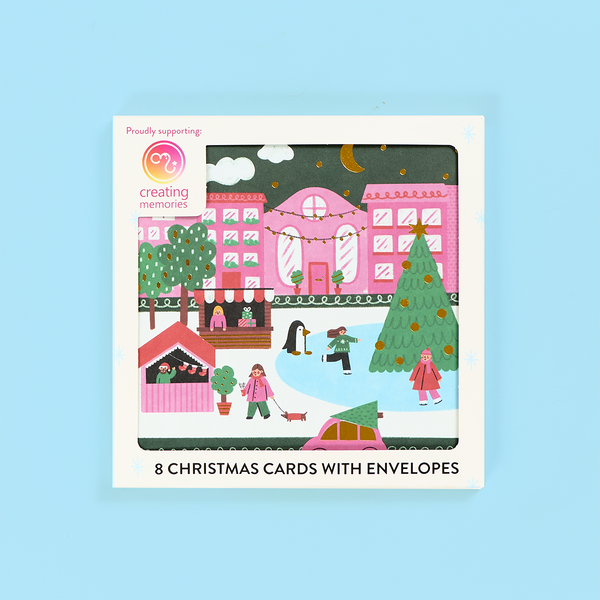 Festive Skating Scene Charity Card Pack