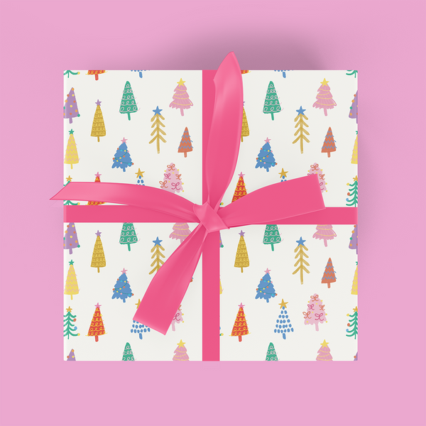 Rainbow Trees Xmas Flat Wrap