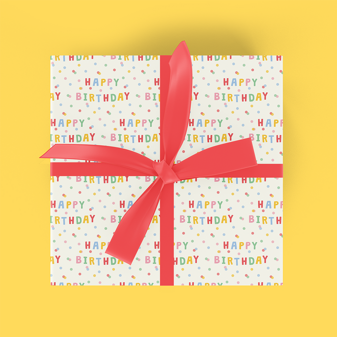 Cream Happy Birthday Flat Wrap