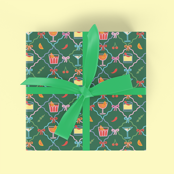 Green Cocktail Icons Flat Wrap