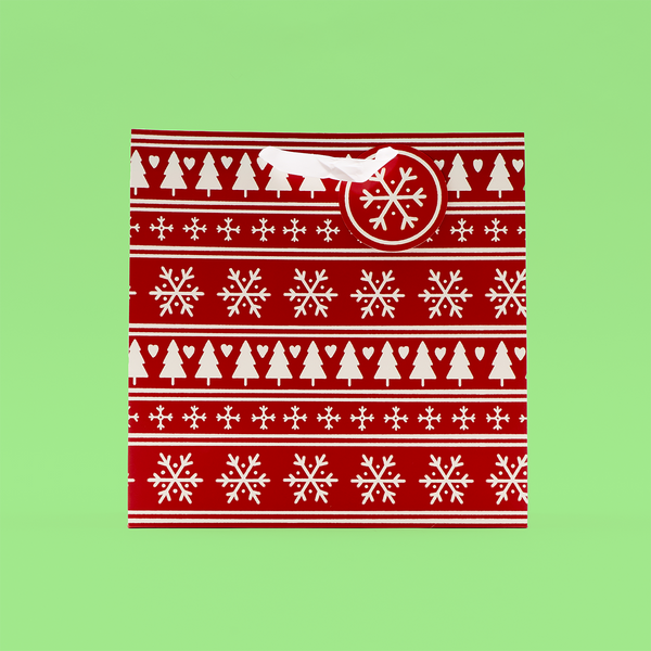 Red Fair Isle Gift Bag - Large
