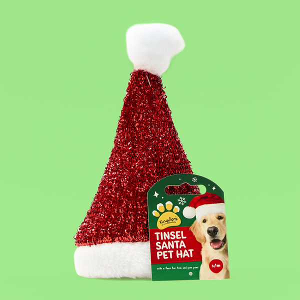 Pet Tinsel Santa Hat