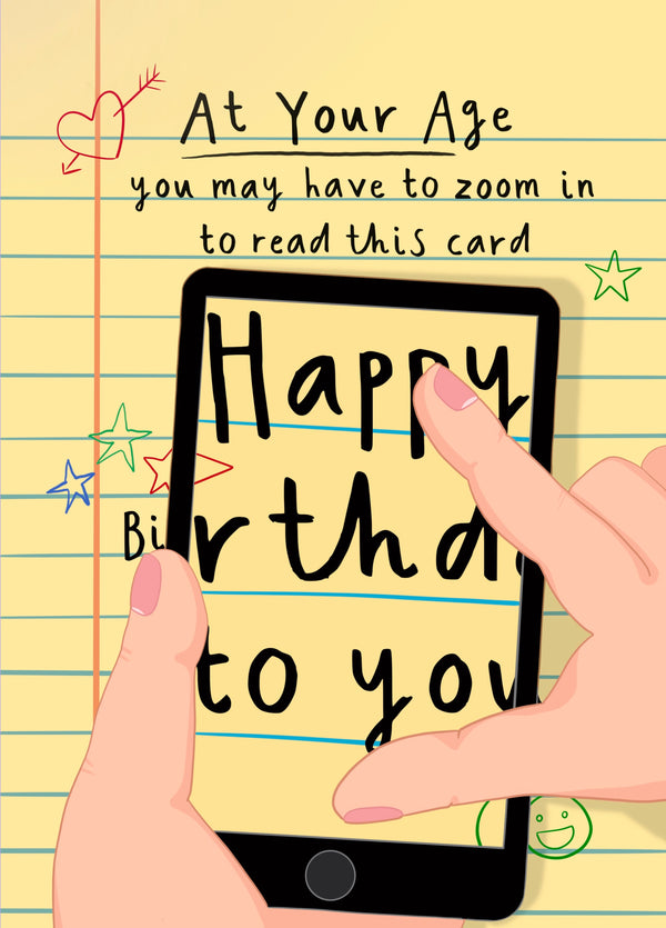 Phone Zoom In Birthday Card For Shortsighted Friends