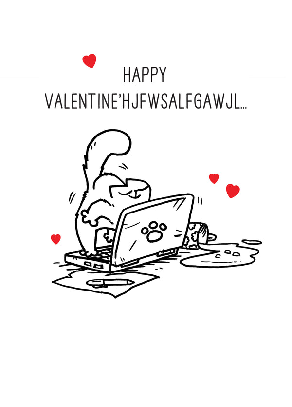 Simon's Cat Laptop Chaos Valentine's Card
