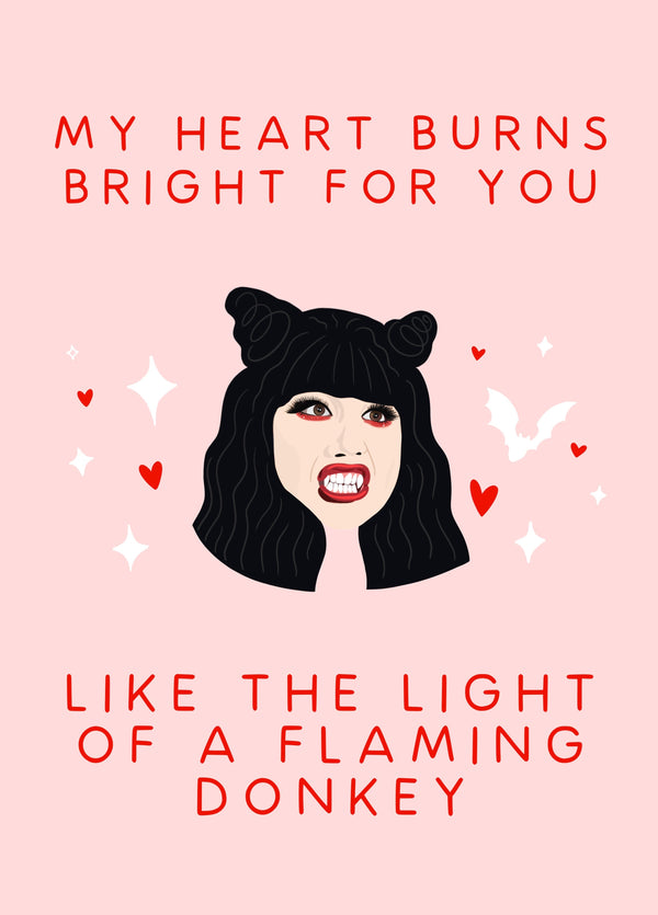 Burning Donkey Love Card
