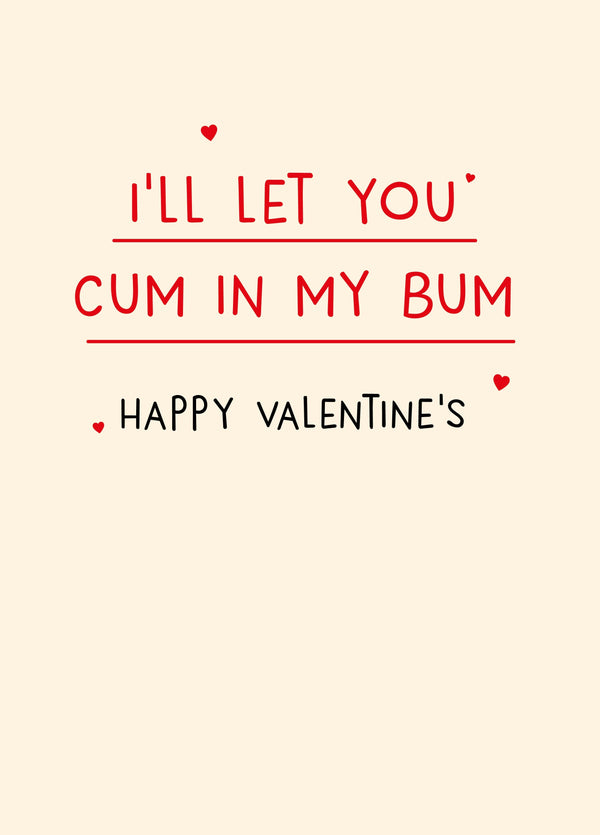 Let You Cum In My Bum Card
