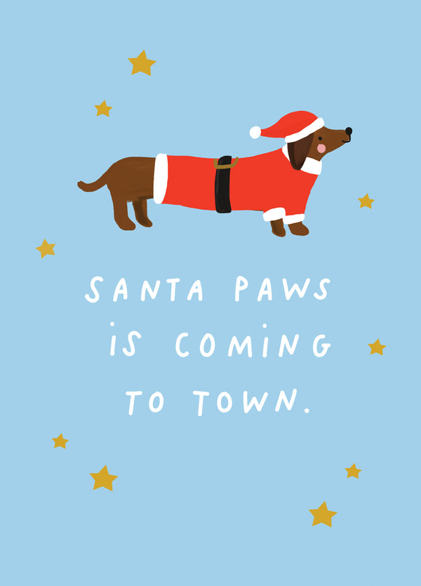 Santa Paws Sausage Dog Christmas Card