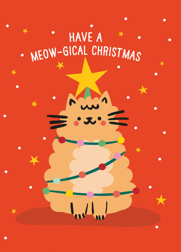 Meow-gical Cat Tree Christmas Card