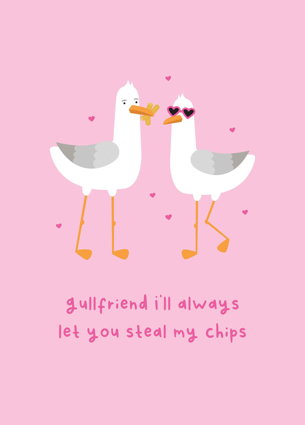 Gull-friend Steal Chips Valentine's Card