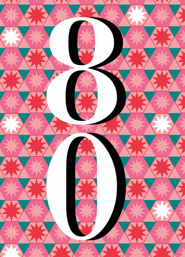 Geometric Stars 80th Birthday Card